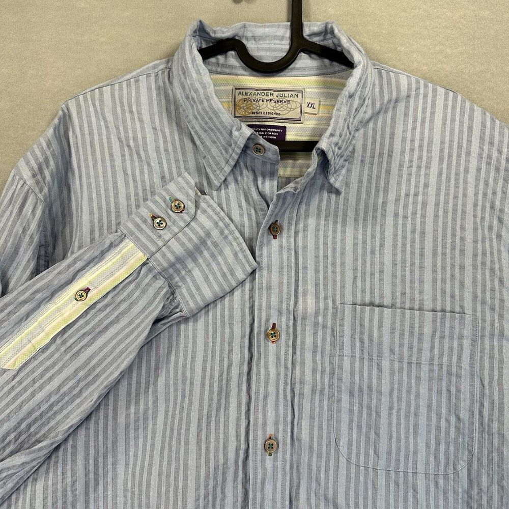 Alexander Julian Private Reserve XXL Shirt Italian Cotton Striped Button‎ Down